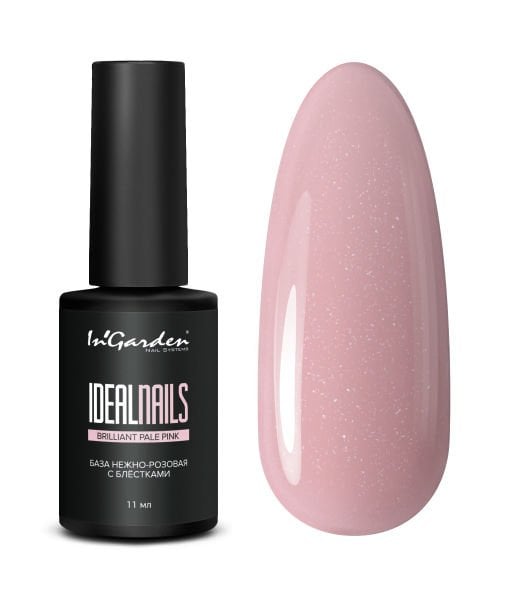 In'Garden Kauçuk/Rubber Base Coat Brilliant Pale Pink (11ml) (Kamuflaj Simli Pembe)