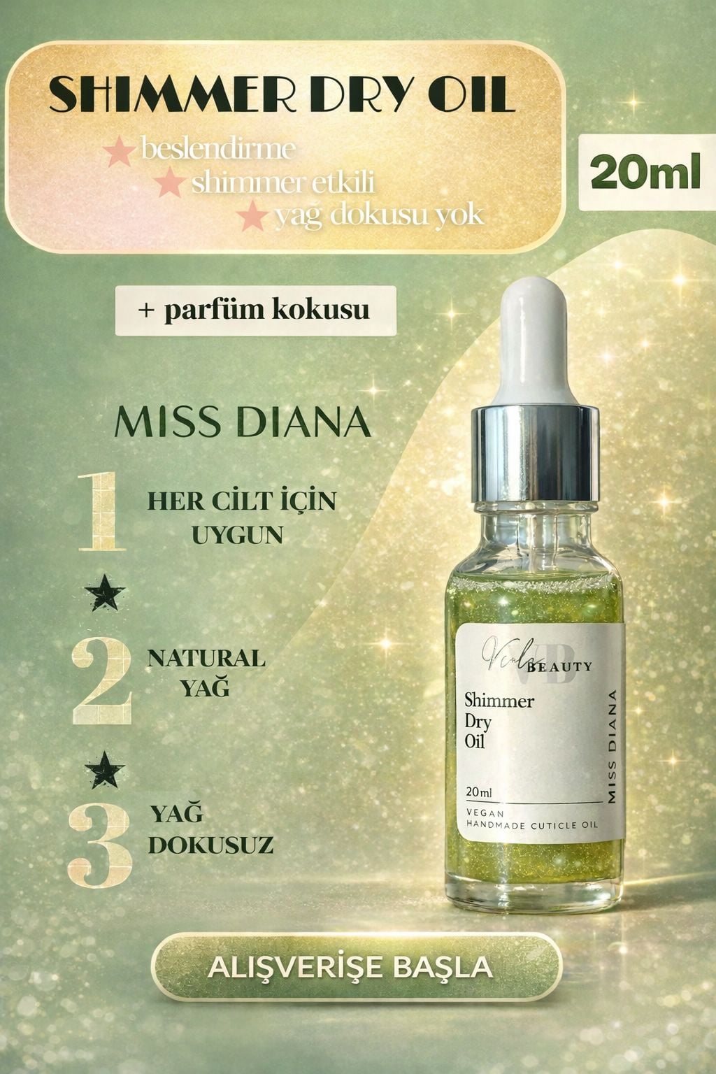 Viola Beauty Kuru Yağ #Miss Diana 20ML-Shimmer Dry Oil
