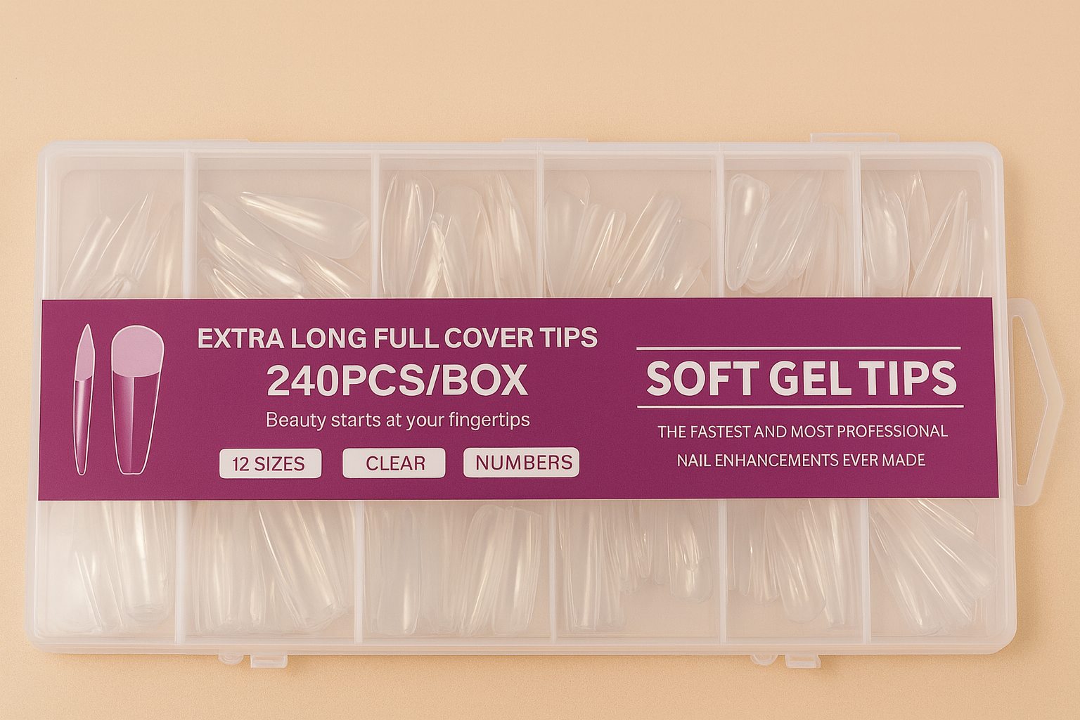 Viola Beauty Soft Jel Tips (Extra Long Full Cover)- Coffin (Balerin) 240 adet