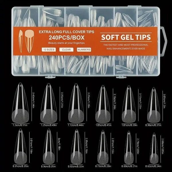 Viola Beauty Soft Jel Tips (Extra Long Full Cover)- Stiletto 240 adet