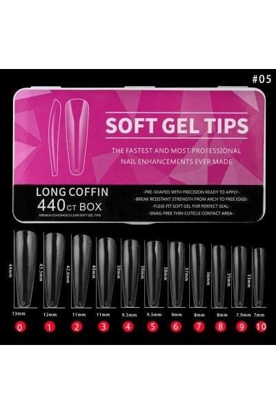 Viola Beauty Soft Jel Tips Long Coffin 440 adet