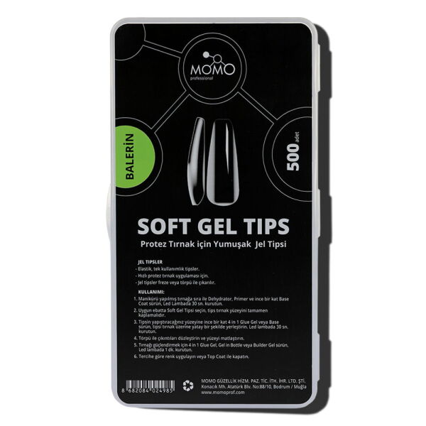Momo Professional Tırnak Soft Gel Tips, Yeni Nesil Jel Tips, 500 Ad. (Balerin)