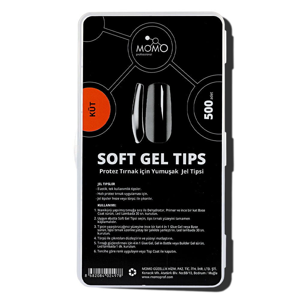 Momo Professional Tırnak Soft Gel Tips, Yeni Nesil Jel Tips, 500 Ad. (Küt)