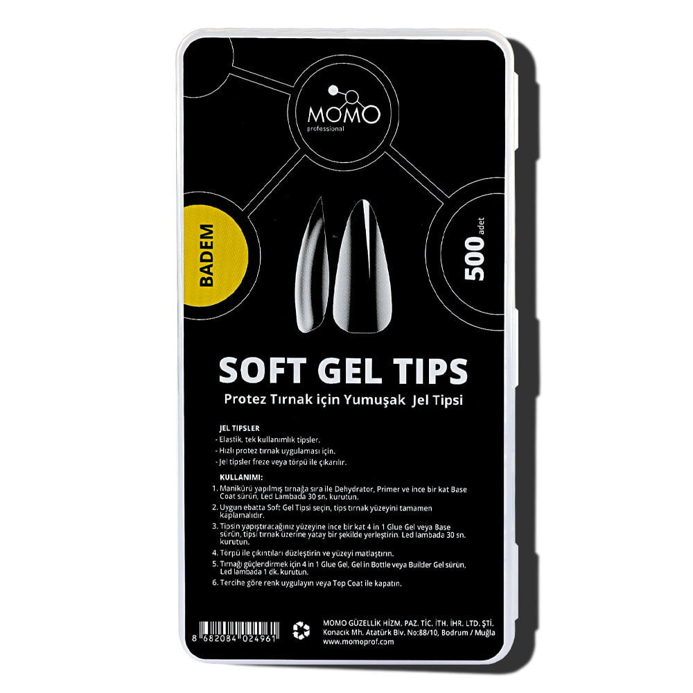 Momo Professional Tırnak Soft Gel Tips, Yeni Nesil Jel Tips, 500 Ad. (Badem)