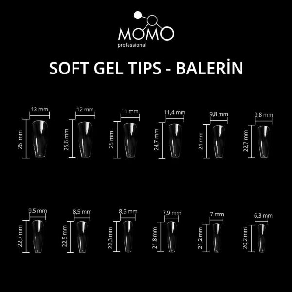 Momo Professional Tırnak Soft Gel Tips, Yeni Nesil Jel Tips, 120 Ad. (Balerin)