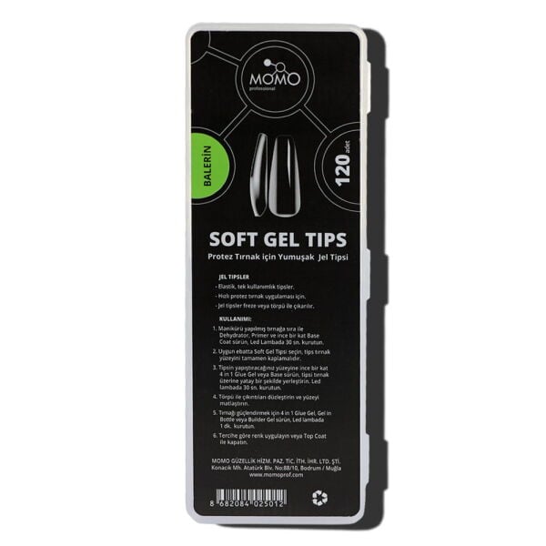 Momo Professional Tırnak Soft Gel Tips, Yeni Nesil Jel Tips, 120 Ad. (Balerin)