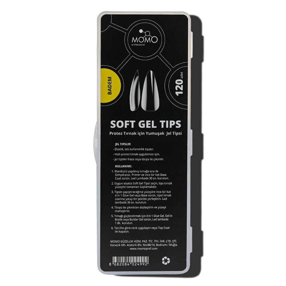 Momo Professional Tırnak Soft Gel Tips, Yeni Nesil Jel Tips, 120 Ad. (Badem)