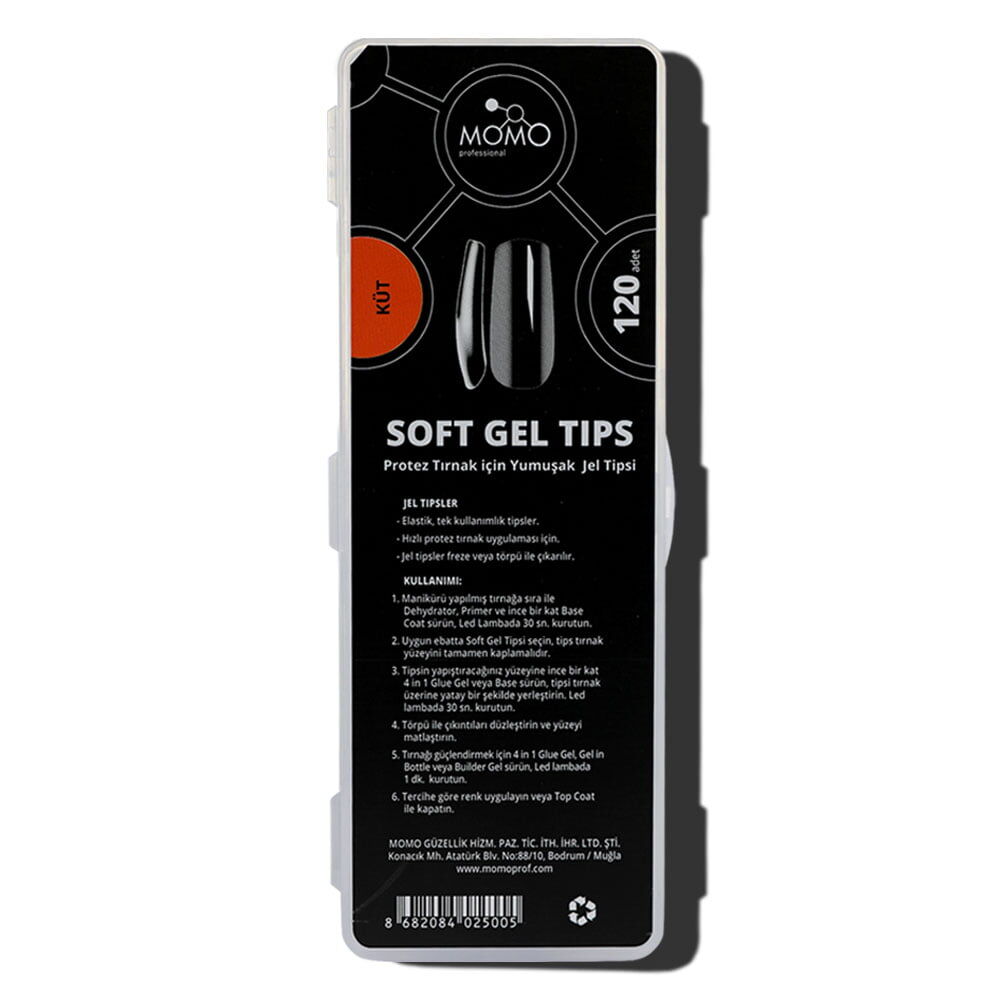 Momo Professional Tırnak Soft Gel Tips, Yeni Nesil Jel Tips, 120 Ad. (Küt)