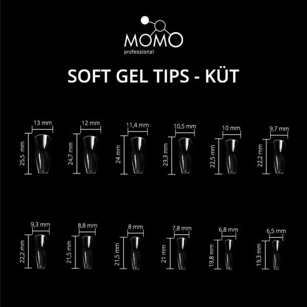 Momo Professional Tırnak Soft Gel Tips, Yeni Nesil Jel Tips, 120 Ad. (Küt)