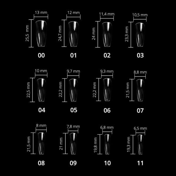 Momo Professional Soft Gel Tips, Yeni Nesil Jel Tipsi, Küt No:00, Tek Boy 50’li Yedek Paket