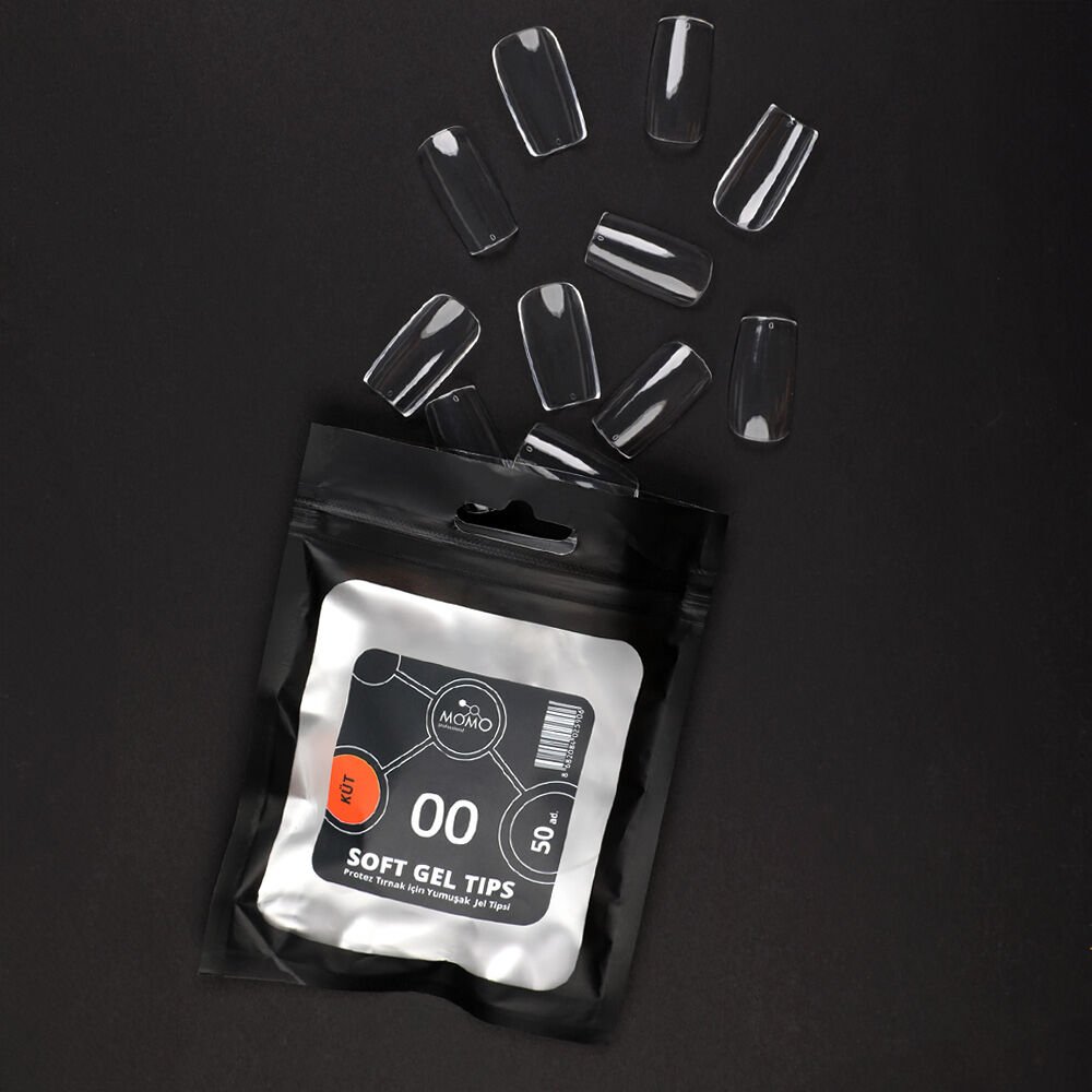 Momo Professional Soft Gel Tips, Yeni Nesil Jel Tipsi, Küt No:00, Tek Boy 50’li Yedek Paket