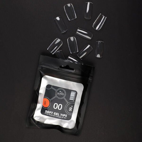 Momo Professional Soft Gel Tips, Yeni Nesil Jel Tipsi, Küt No:00, Tek Boy 50’li Yedek Paket