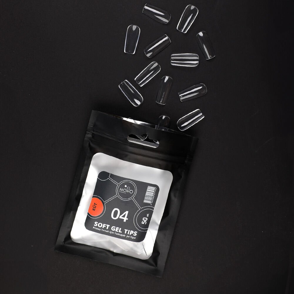 Momo Professional Soft Gel Tips, Yeni Nesil Jel Tipsi, Küt No:04, Tek Boy 50’li Yedek Paket