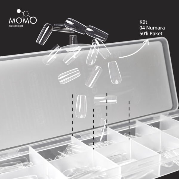 Momo Professional Soft Gel Tips, Yeni Nesil Jel Tipsi, Küt No:04, Tek Boy 50’li Yedek Paket