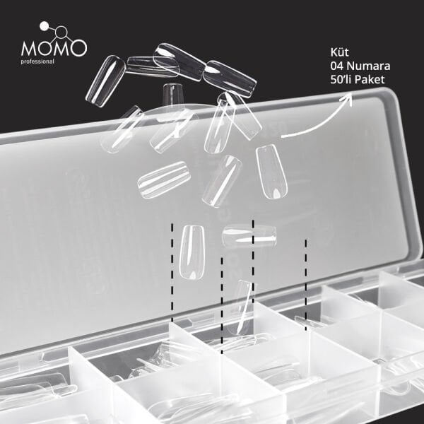 Momo Professional Soft Gel Tips, Yeni Nesil Jel Tipsi, Küt No:04, Tek Boy 50’li Yedek Paket