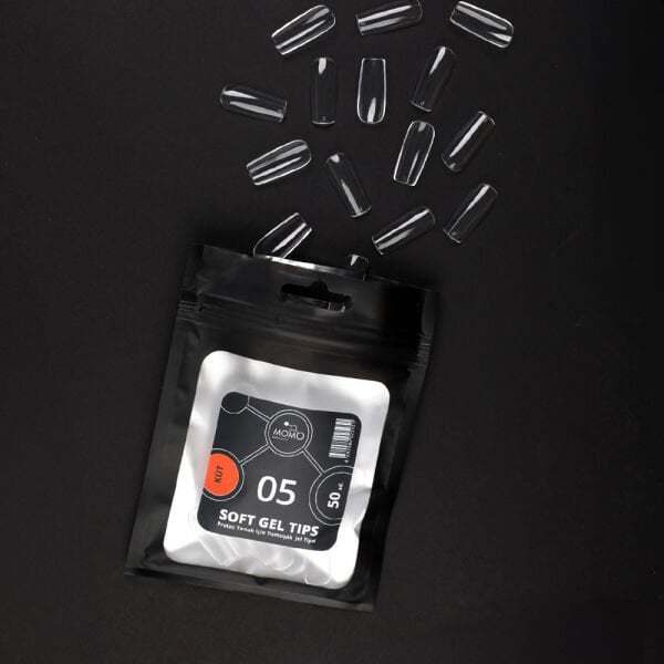 Momo Professional Soft Gel Tips, Yeni Nesil Jel Tipsi, Küt No:05, Tek Boy 50’li Yedek Paket
