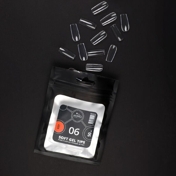 Momo Professional Soft Gel Tips, Yeni Nesil Jel Tipsi, Küt No:06, Tek Boy 50’li Yedek Paket