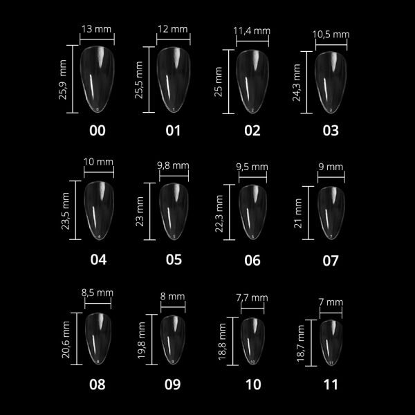 Momo Professional Soft Gel Tips, Yeni Nesil Jel Tips, Badem No:00, Tek Boy 50’li Yedek Paket