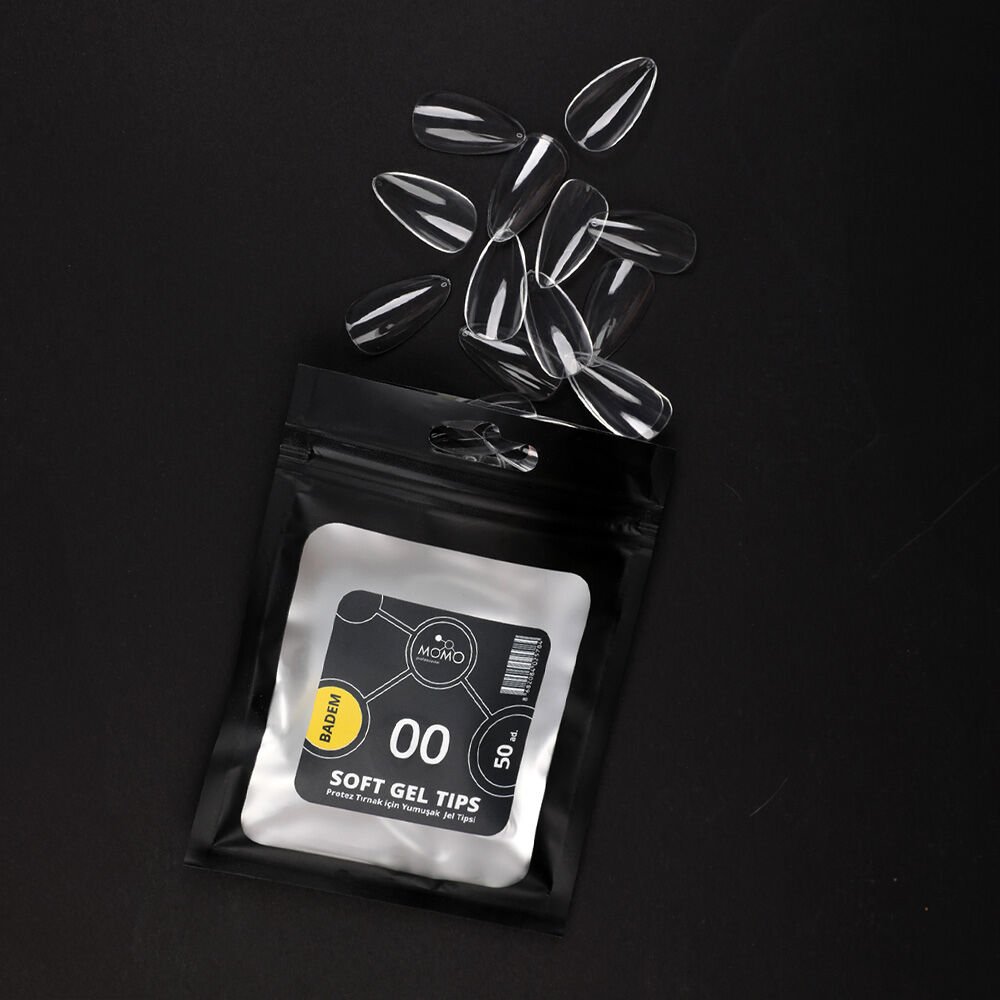 Momo Professional Soft Gel Tips, Yeni Nesil Jel Tips, Badem No:00, Tek Boy 50’li Yedek Paket