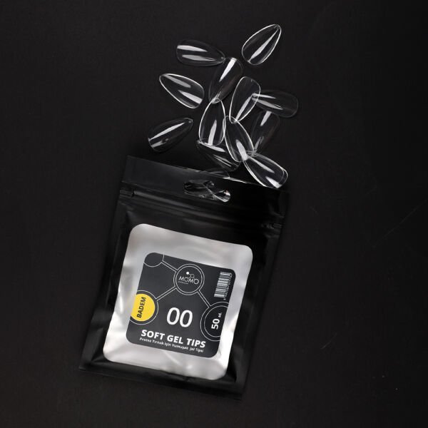 Momo Professional Soft Gel Tips, Yeni Nesil Jel Tips, Badem No:00, Tek Boy 50’li Yedek Paket