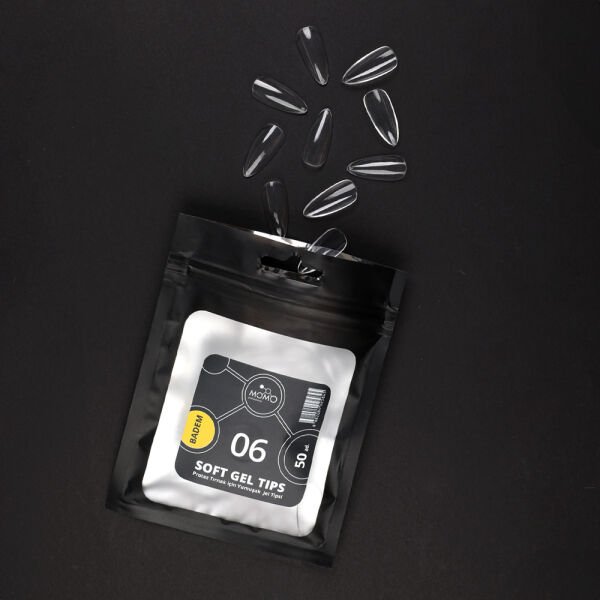Momo Professional Soft Gel Tips, Yeni Nesil Jel Tips, Badem No:06, Tek Boy 50’li Yedek Paket