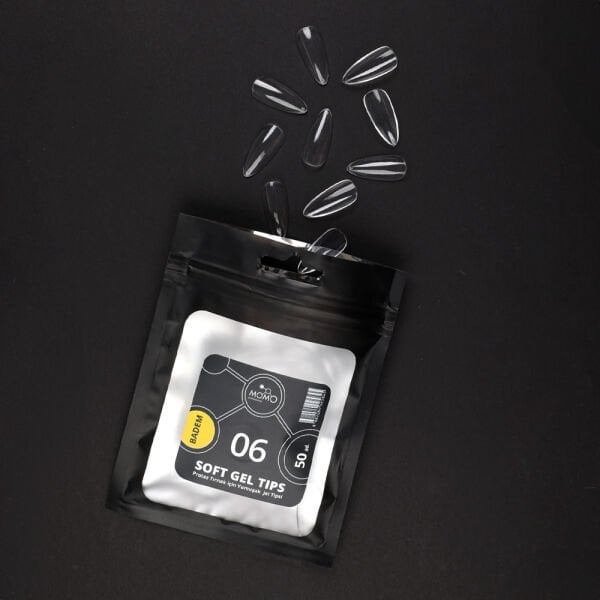 Momo Professional Soft Gel Tips, Yeni Nesil Jel Tips, Badem No:06, Tek Boy 50’li Yedek Paket