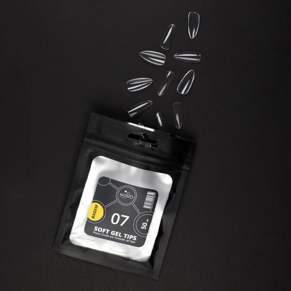 Momo Professional Soft Gel Tips, Yeni Nesil Jel Tips, Badem No:07, Tek Boy 50’li Yedek Paket