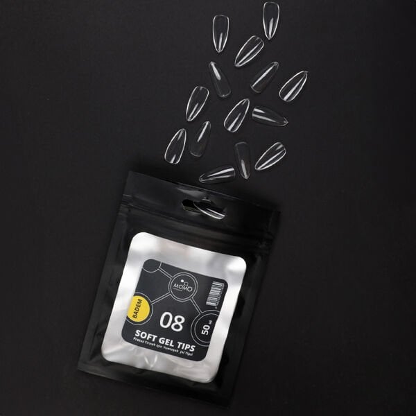 Momo Professional Soft Gel Tips, Yeni Nesil Jel Tips, Badem No:08, Tek Boy 50’li Yedek Paket