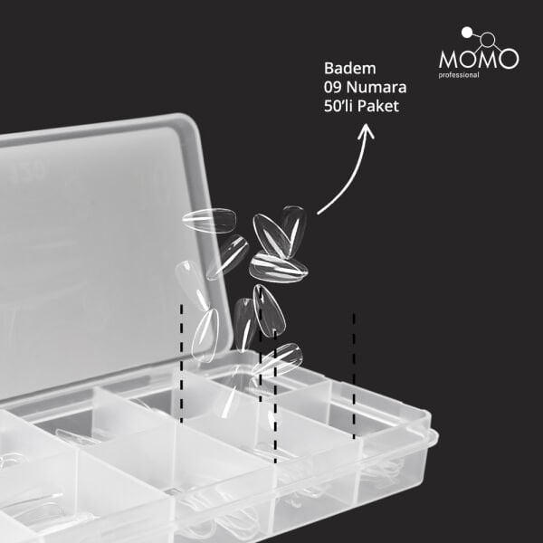 Momo Professional Soft Gel Tips, Yeni Nesil Jel Tips, Badem No:09, Tek Boy 50’li Yedek Paket