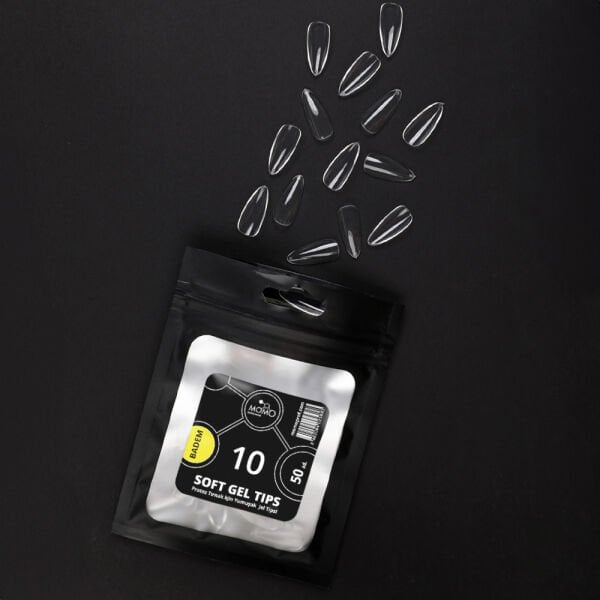Momo Professional Soft Gel Tips, Yeni Nesil Jel Tips, Badem No:10, Tek Boy 50’li Yedek Paket