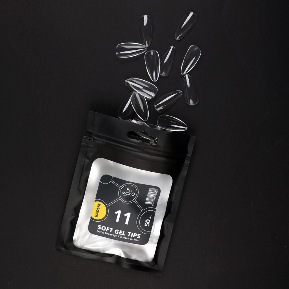 Momo Professional Soft Gel Tips, Yeni Nesil Jel Tips, Badem No:11, Tek Boy 50’li Yedek Paket