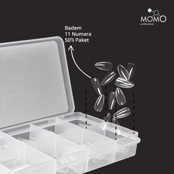 Momo Professional Soft Gel Tips, Yeni Nesil Jel Tips, Badem No:11, Tek Boy 50’li Yedek Paket