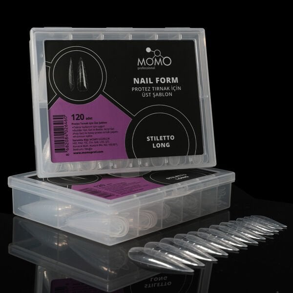 Momo Professional Protez Tırnak İçin Üst Form, Stiletto Long, 120 Adet