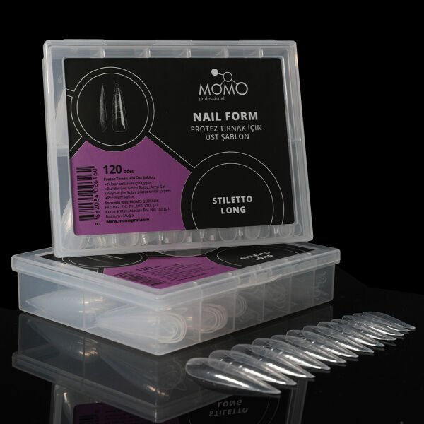 Momo Professional Protez Tırnak İçin Üst Form, Stiletto Long, 120 Adet