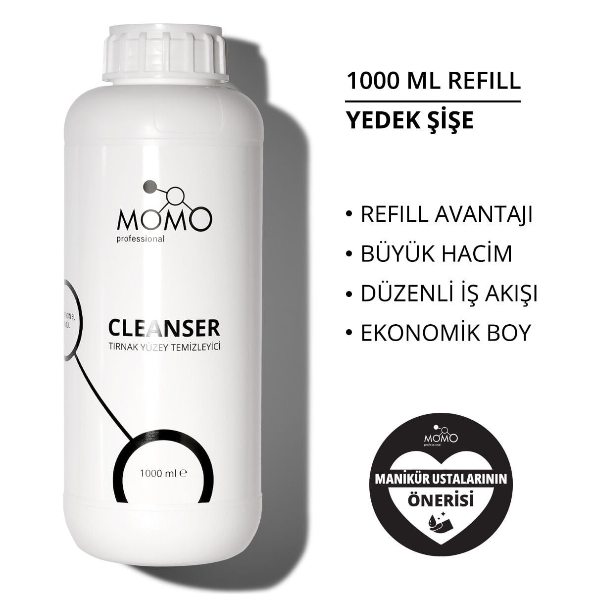 Momo Professional Cleanser, Tırnak Yüzey Temizleyici, 1000 ml