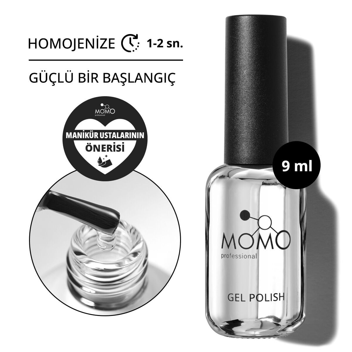 Momo Professional Base Coat Kalıcı Oje İçin, 9 ml