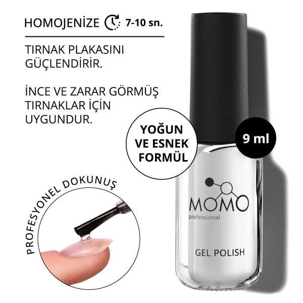 Momo Professional Kalıcı Oje İçin Rubber Base Coat, 9 ml
