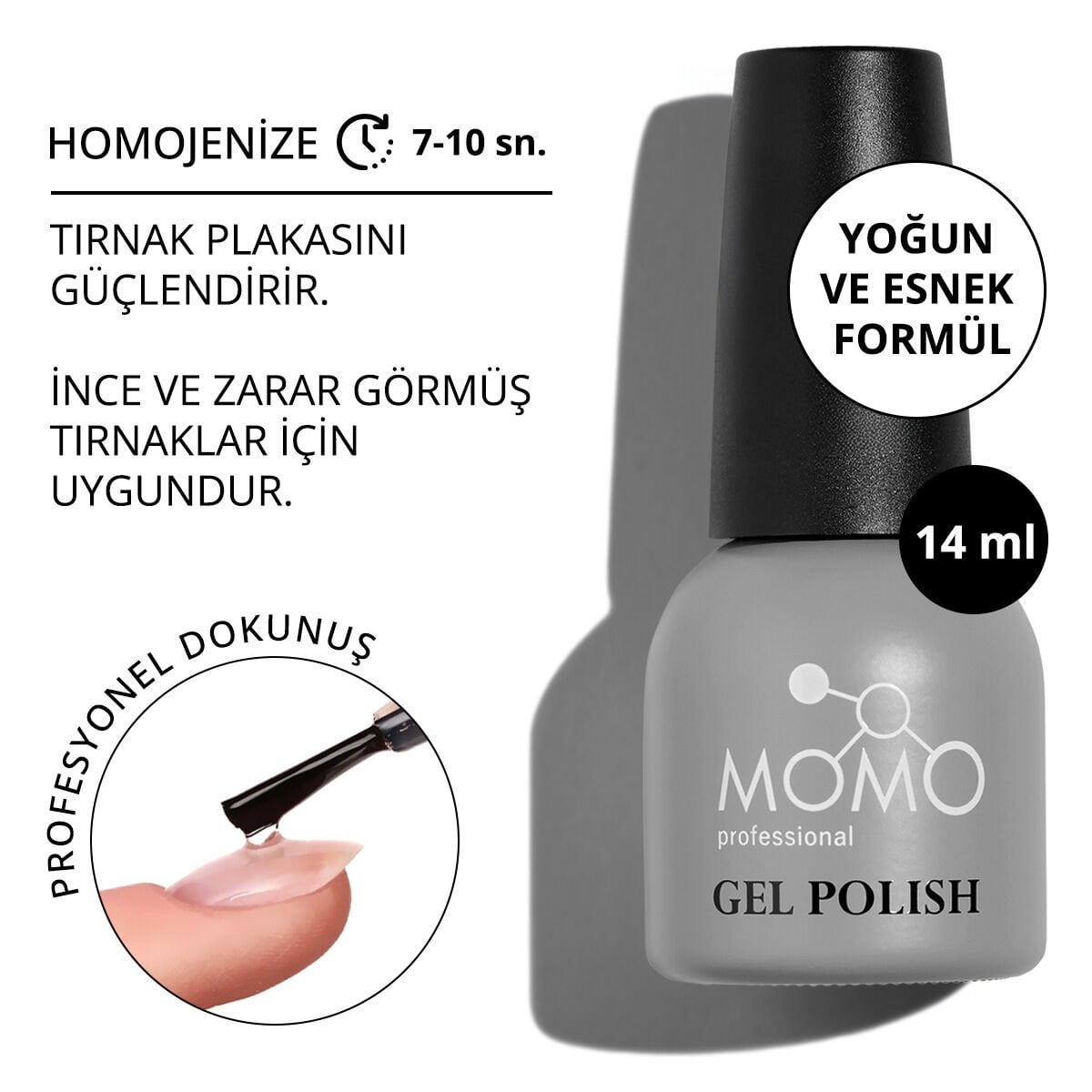 Momo Professional Kalıcı Oje İçin Rubber Base Coat, 14 ml