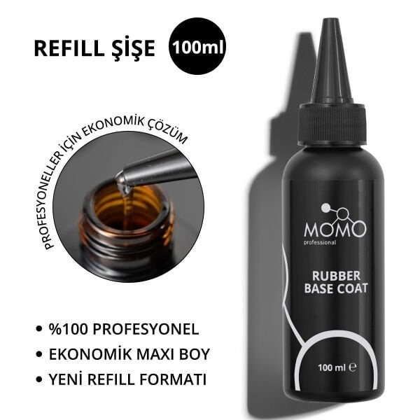 Momo Professional Kalıcı Oje İçin Rubber Base Coat 100 ml – REFILL ŞİŞE
