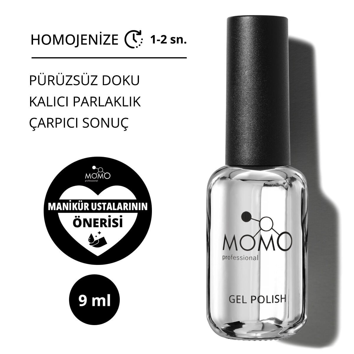 Momo Professional Top Coat, Yapışkansız, 9 ml