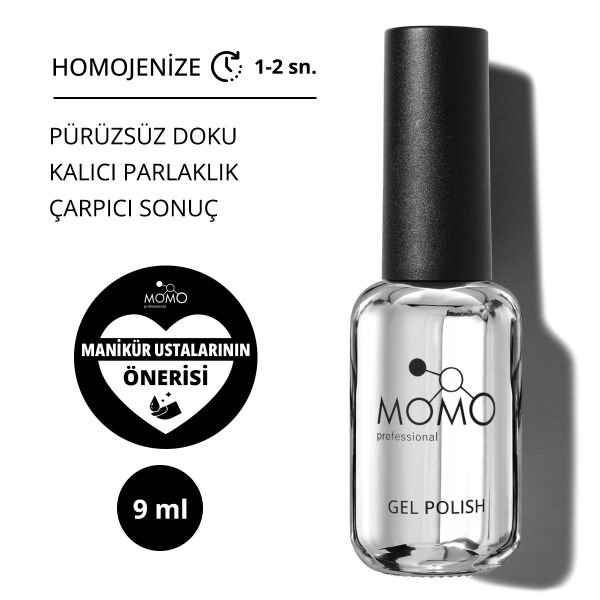 Momo Professional Top Coat, Yapışkansız, 9 ml