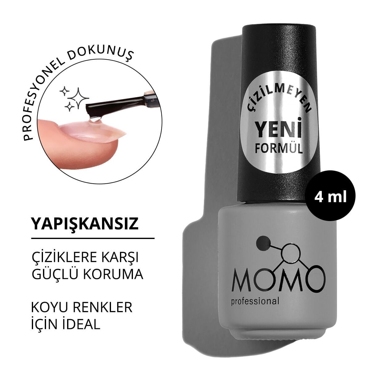 Momo Professional Çizilmeyen Yeni Formül Crystal Top Coat, 4 ml
