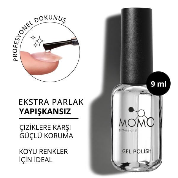 Momo Professional Çizilmeyen Yeni Formül Crystal Top Coat, 9 ml
