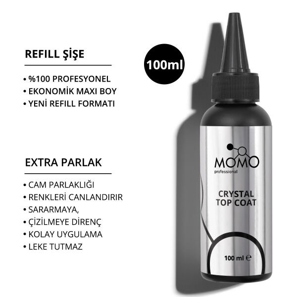 Momo Professional Kalıcı Oje İçin Crystal Top Coat 100 ml – REFILL ŞİŞE