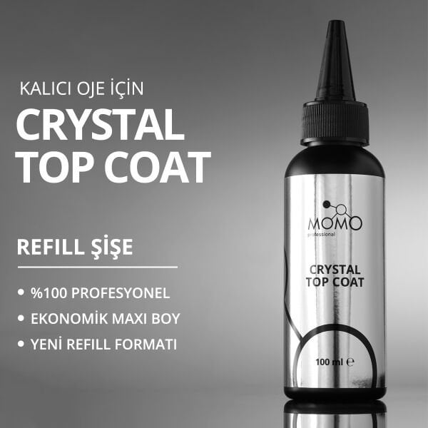 Momo Professional Kalıcı Oje İçin Crystal Top Coat 100 ml – REFILL ŞİŞE