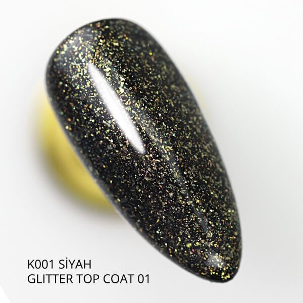 Momo Professional Glitter Top Coat 01, Altın Sim, 9 ml