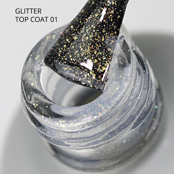Momo Professional Glitter Top Coat 01, Altın Sim, 9 ml
