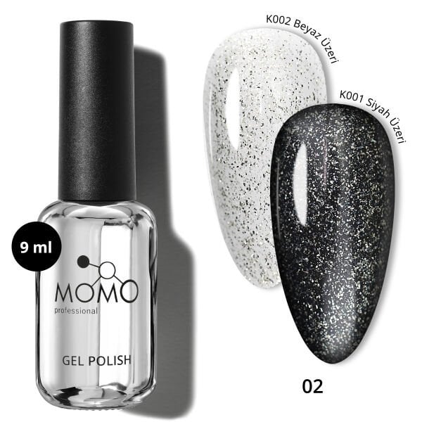 Momo Professional Glittter Top Coat 02, Gümüş Sim, 9 ml