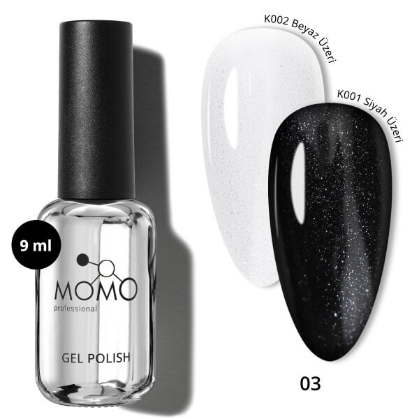 Momo Professional Glitter Top Coat 03, Hafif Gümüş Sim, 9 ml