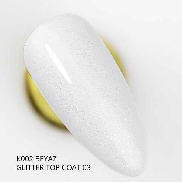 Momo Professional Glitter Top Coat 03, Hafif Gümüş Sim, 9 ml